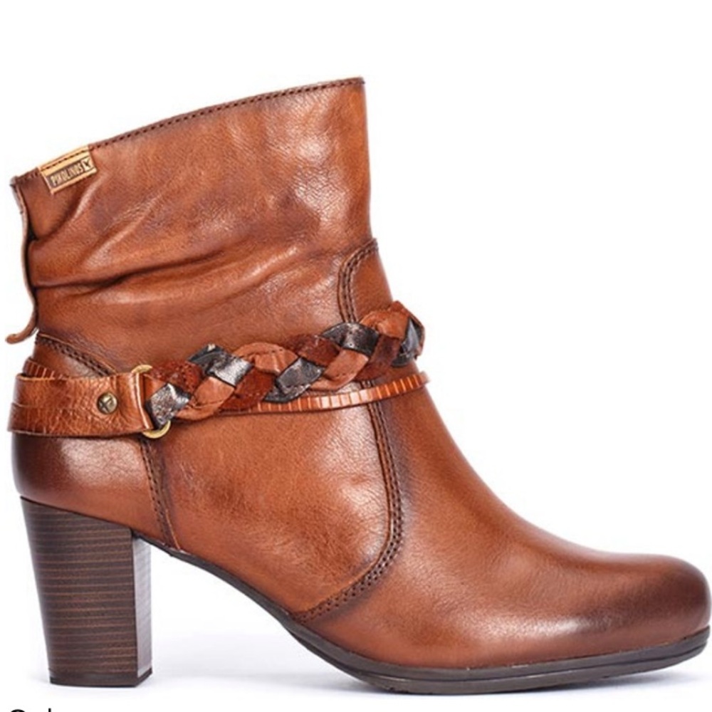 PIKOLINOS Verona Leather Zip Block Heel Boots W5C-8576 Women 41 US 10.5-11 Brown